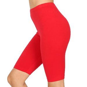 Women Red Color Cotton Bike Short Leggings_10"